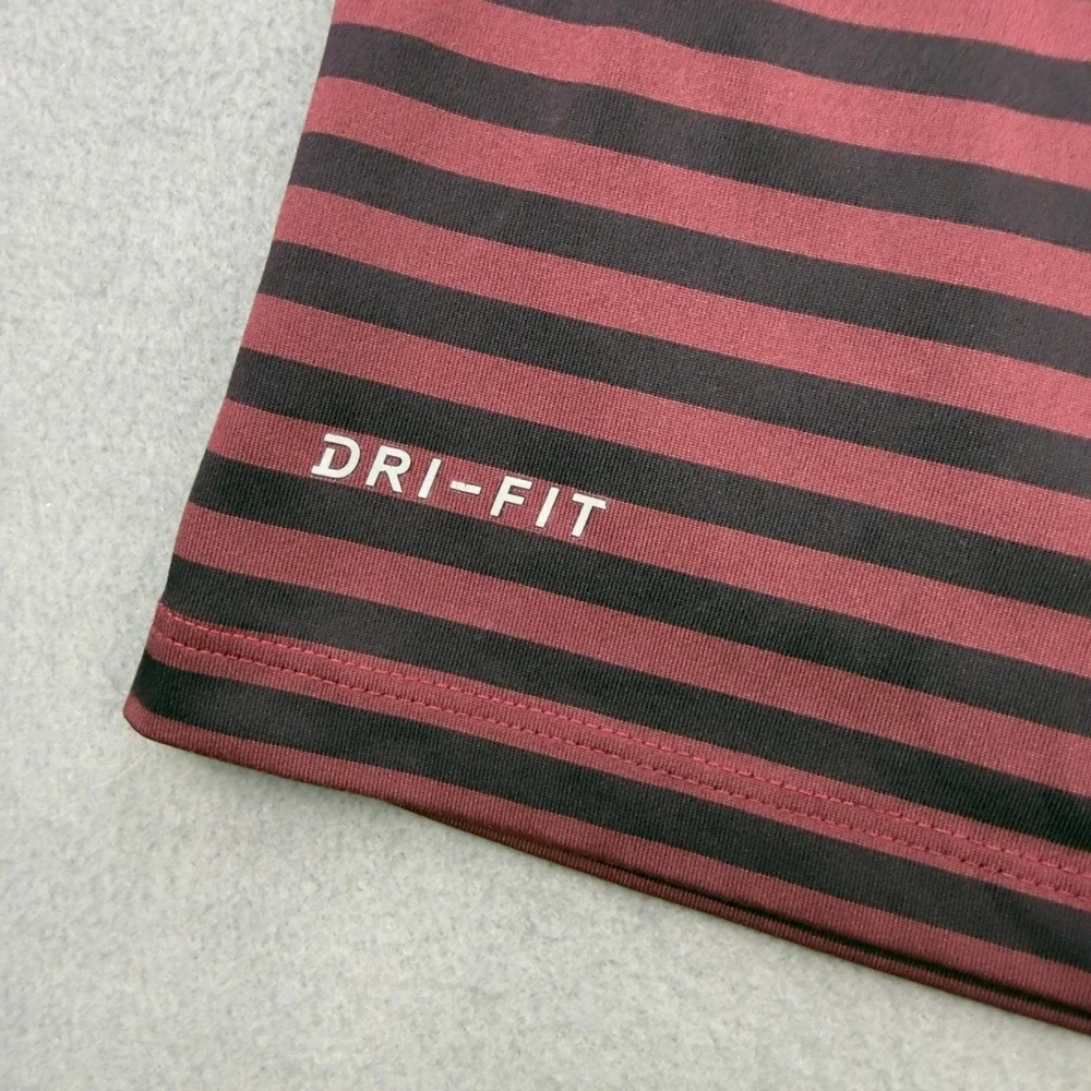 Nike Golf Mens Dri-FIT Striped Polo Shirt Burgundy Black 891853-681 Size M - Picture 5 of 8
